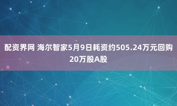 配资界网 海尔智家5月9日耗资约505.24万元回购20万股A股